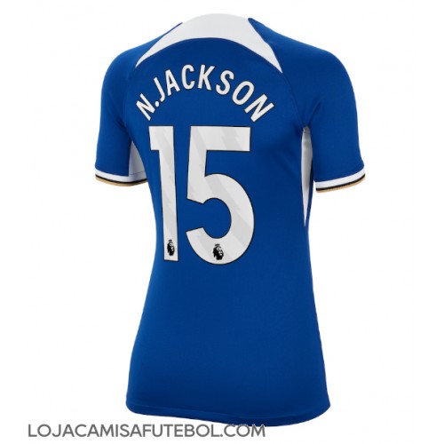 Camisa de Futebol Chelsea Nicolas Jackson #15 Equipamento Principal Mulheres 2023-24 Manga Curta